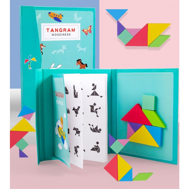 Puzzle Tangram Montessori Magnétique en Bois | Lilikdo