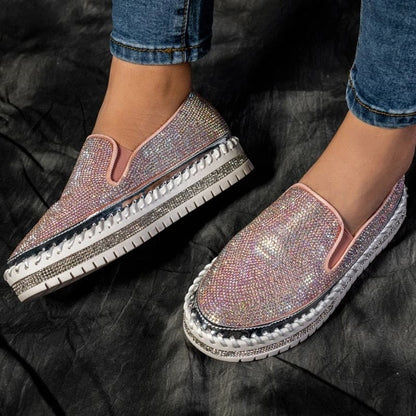 Chaussures Slip-on Femme Plateforme à Strass | Lilikdo