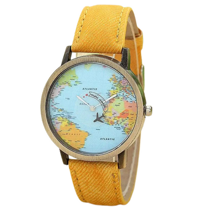 Montre Tour Du Monde En 24 h Jaune | Lilikdo